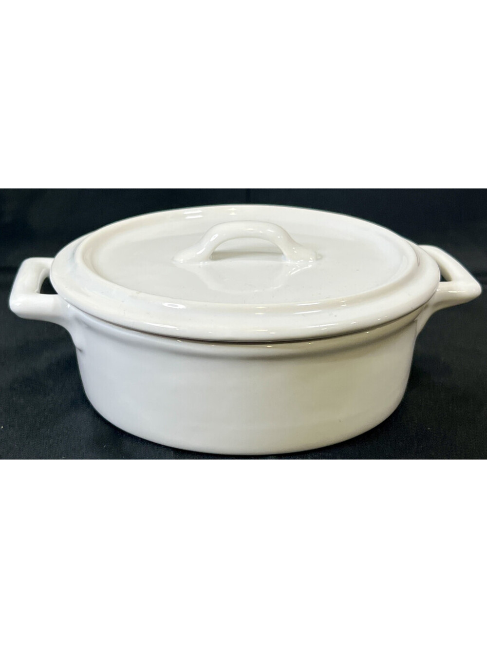 Crate & Barrel White Stoneware Lidded Dish Casserole Dish
